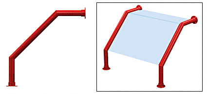 C.R. Laurence CRL Elegant 169 Series Sneeze Guard - 1-1/2&quot; Powder Painted Tubing, Glass On Slant and Top Only  | SG5169PT