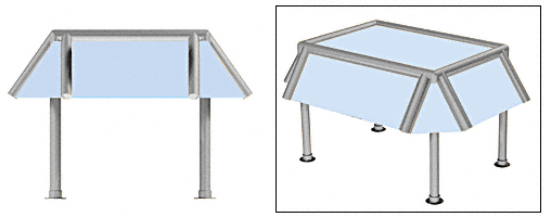 C.R. Laurence CRL Elegant 170 Series Sneeze Guard - 1-1/2&quot; Brushed Stainless Tubing, Glass On Slant and Top Only  | SG5170BS