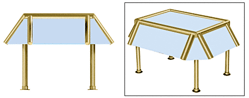 C.R. Laurence CRL Elegant 170 Series Sneeze Guard - 1-1/2&quot; Polished Brass Tubing, Glass On Slant and Top Only  | SG5170PB