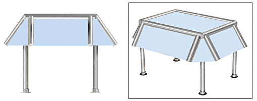 C.R. Laurence CRL Elegant 170 Series Sneeze Guard - 1-1/2&quot; Polished Stainless Tubing, Glass On Slant and Top Only  | SG5170PS