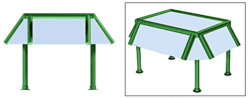 C.R. Laurence CRL Elegant 170 Series Sneeze Guard - 1-1/2&quot; Powder Painted Tubing, Glass On Slant and Top Only  | SG5170PT