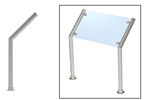 C.R. Laurence CRL Contemporary 200 Series Sneeze Guard - 1-1/2&quot; Brushed Stainless Tubing, Glass On Slant Only  | SG5200BS