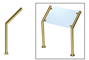 C.R. Laurence CRL Contemporary 200 Series Sneeze Guard - 1-1/2&quot; Polished Brass Tubing, Glass On Slant Only  | SG5200PB