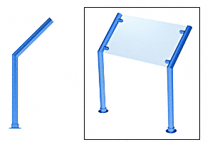 C.R. Laurence CRL Contemporary 200 Series 1Sneeze Guard - -1/2&quot; Powder Painted Tubing, Glass On Slant Only  | SG5200PT