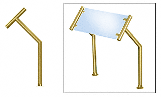 C.R. Laurence CRL Contemporary 203 Series Sneeze Guard - 1-1/2&quot; Polished Brass Tubing, Glass On Slant Only  | SG5203PB