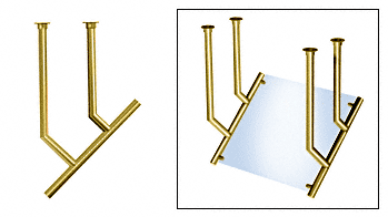 C.R. Laurence CRL Contemporary 204 Series Sneeze Guard - 1-1/2&quot; Polished Brass Tubing, Glass On Slant Only  | SG5204PB