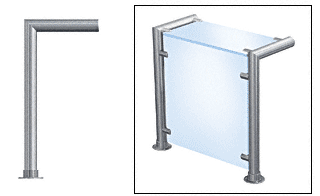 C.R. Laurence CRL Contemporary 205 Series Sneeze Guard - 1-1/2&quot; Brushed Stainless Tubing Glass On Top and Front Only  | SG5205BS
