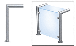 C.R. Laurence CRL Contemporary 205 Series Sneeze Guard - 1-1/2&quot; Polished Stainless Tubing, Glass On Top and Front Only  | SG5205PS