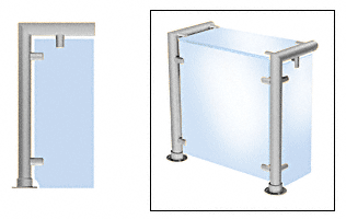 C.R. Laurence CRL Contemporary 206 Series Sneeze Guards - 1-1/2&quot; Brushed Stainless Tubing, Glass On Top, Front, and One or Both Ends  | SG5206BS