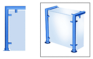 C.R. Laurence CRL Contemporary 206 Series Sneeze Guards - 1-1/2&quot; Powder Painted Tubing, Glass On Top, Front, and One or Both Ends  | SG5206PT