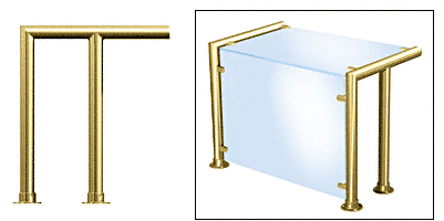 C.R. Laurence CRL Contemporary 207 Series Sneeze Guard - 1-1/2&quot; Polished Brass Tubing, Glass On Top and Front Only  | SG5207PB