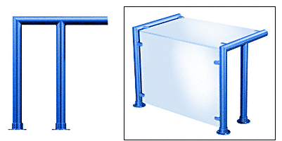 C.R. Laurence CRL Contemporary 207 Series Sneeze Guard - 1-1/2&quot; Powder Painted Tubing, Glass On Top and Front Only  | SG5207PT