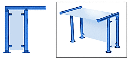 C.R. Laurence CRL Contemporary 208 Series Sneeze Guard - 1-1/2&quot; Powder Painted Tubing, Glass On Top, Front, and One or Both Ends  | SG5208PT
