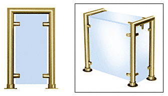 C.R. Laurence CRL Contemporary 210 Series Sneeze Guard - 1-1/2&quot; Polished Brass Tubing, Glass On Top, Front, and One or Both Ends | SG5210PB