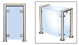 C.R. Laurence CRL Contemporary 210 Series Sneeze Guard - 1-1/2&quot; Polished Stainless Tubing, Glass On Top, Front, and One or Both Ends  | SG5210PS