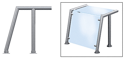 C.R. Laurence CRL Contemporary  211 Series Sneeze Guard - 1-1/2&quot; Brushed Stainless Tubing, Glass On Top and Front Only  | SG5211BS