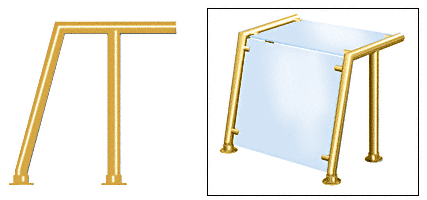 C.R. Laurence CRL Contemporary 211 Series Sneeze Guard - 1-1/2&quot; Polished Brass Tubing, Glass On Top and Front Only  | SG5211PB