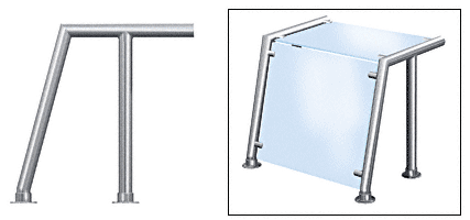 C.R. Laurence CRL Contemporary 211 Series Sneeze Guard - 1-1/2&quot; Polished Stainless Tubing, Glass On Top and Front Only  | SG5211PS