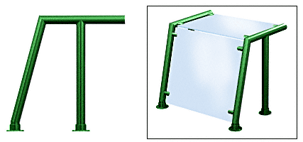 C.R. Laurence CRL Contemporary 211 Series Sneeze Guard - 1-1/2&quot; Powder Painted Tubing, Glass On Top and Front Only  | SG5211PT