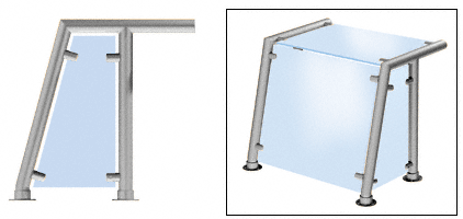 C.R. Laurence CRL Contemporary 212 Series Sneeze Guards - 1-1/2&quot; Brushed StainlessTubing, Glass On Top, Front, and One or Both Ends  | SG5212BS