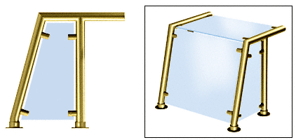 C.R. Laurence CRL Contemporary 212 Series Sneeze Guards - 1-1/2&quot; Polished Brass Tubing, Glass On Top, Front, and One or Both Ends  | SG5212PB