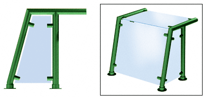 C.R. Laurence CRL Contemporary 212 Series Sneeze Guards - 1-1/2&quot; Powder Painted Tubing Glass On Top, Front, and One or Both Ends  | SG5212PT