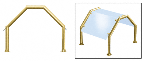 C.R. Laurence CRL Contemporary 213 Series Sneeze Guard - 1-1/2&quot; Polished Brass Tubing, Glass On Top and Slants Only  | SG5213PB