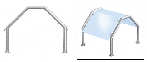 C.R. Laurence CRL Contemporary 213 Series Sneeze Guard - 1-1/2&quot; Polished Stainless Tubing, Glass On Top and Slants Only  | SG5213PS
