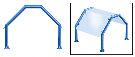 C.R. Laurence CRL Contemporary 213 Series Sneeze Guard - 1-1/2&quot; Powder Painted Tubing, Glass On Top and Slants Only  | SG5213PT