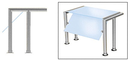 C.R. Laurence CRL Contemporary 301 Series Sneeze Guard - 1-1/2&quot; Brushed Stainless Tubing Glass On Top and Front Only Moveable Glass  | SG5301BS