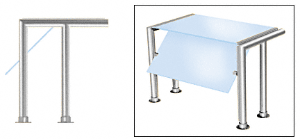 C.R. Laurence CRL Contemporary 301 Series Sneeze Guard - 1-1/2&quot; Polished Stainless Tubing, Glass On Top and Front Only Moveable Glass  | SG5301PS