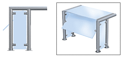 C.R. Laurence CRL Contemporary 302 Series Sneeze Guard - 1-1/2&quot; Brushed Stainless Tubing, Glass On Top, Front, and One or Both Ends Moveable Glass  | SG5302BS