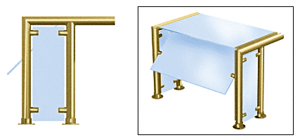 C.R. Laurence CRL Contemporary 302 Series Sneeze Guard - 1-1/2&quot; Polished Brass Tubing, Glass On Top, Front, and One or Both Ends Moveable Glass  | SG5302PB