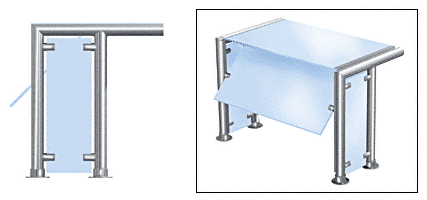 C.R. Laurence CRL Contemporary 302 Series Sneeze Guard - 1-1/2&quot; Polished Stainless Tubing, Glass On Top, Front, and One or Both Ends Moveable Glass  | SG5302PS