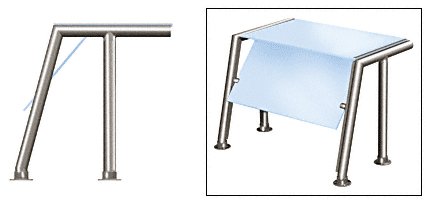 C.R. Laurence CRL Contemporary 303 Series Sneeze Guard - 1-1/2&quot; Polished Stainless Tubing, Glass On Top and Front Only Moveable Glass  | SG5303PS