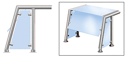 C.R. Laurence CRL Contemporary 304 Series Sneeze Guard - 1-1/2&quot; Polished Stainless Tubing, Glass On Top, Front, and One or Both Ends Moveable Glass  | SG5304PS