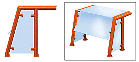 C.R. Laurence CRL Contemporary 304 Series Sneeze Guard - 1-1/2&quot; Powder Painted Tubing, Glass On Top, Front, and One or Both Ends Moveable Glass  | SG5304PT
