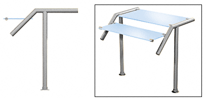 C.R. Laurence CRL Contemporary 305 Series Sneeze Guard - 1-1/2&quot; Brushed Stainless Tubing, Glass On Top and Slant Only Moveable Glass  | SG5305BS