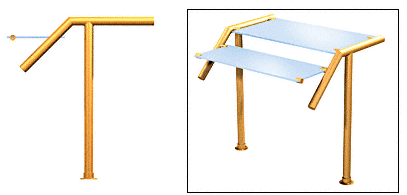 C.R. Laurence CRL Contemporary 305 Series Sneeze Guard - 1-1/2&quot; Polished Brass Tubing, Glass On Top and Slant Only Moveable Glass  | SG5305PB