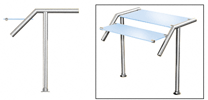 C.R. Laurence CRL Contemporary 305 Series Sneeze Guard - 1-1/2&quot; Polished Stainless Tubing, Glass On Top and Slant Only Moveable Glass  | SG5305PS