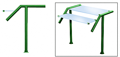 C.R. Laurence CRL Contemporary 305 Series Sneeze Guard - 1-1/2&quot; Powder Painted Tubing, Glass On Top and Slant Only Moveable Glass  | SG5305PT