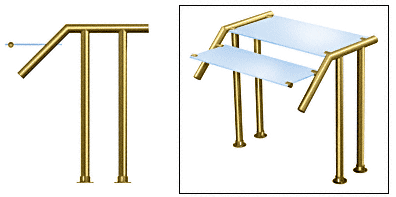C.R. Laurence CRL Contemporary 306 Series Sneeze Guard - 1-1/2&quot; Polished Brass Tubing, Glass On Top and Slant Only Moveable Glass  | SG5306PB