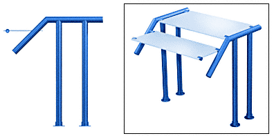 C.R. Laurence CRL Contemporary 306 Series Sneeze Guard - 1-1/2&quot; Powder Painted Tubing, Glass On Top and Slant Only Moveable Glass  | SG5306PT
