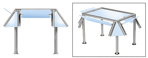 C.R. Laurence CRL Contemporary 307 Series Sneeze Guard - 1-1/2&quot; Brushed Stainless Tubing, Glass On Slants and Top Only Moveable Glass  | SG5307BS
