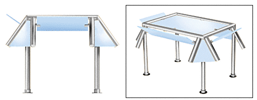 C.R. Laurence CRL Contemporary 307 Series Sneeze Guard - 1-1/2&quot; Polished Stainless Tubing, Glass On Slants and Top Only Moveable Glass  | SG5307PS