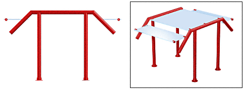 C.R. Laurence CRL Contemporary 308 Series Sneeze Guard - 1-1/2&quot; Powder Painted Tubing, Glass On Slants and Top Only Moveable Glass  | SG5308PT