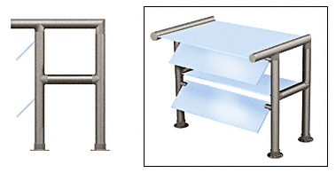 C.R. Laurence CRL Contemporary 309 Series Sneeze Guard - 1-1/2&quot; Brushed Stainless Tubing, Glass On Top, Front, and Shelf  Moveable Glass  | SG5309BS