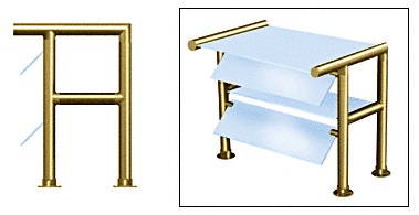 C.R. Laurence CRL Contemporary 309 Series Sneeze Guard - 1-1/2&quot; Polished Brass Tubing, Glass On Top, Front, and Shelf  Moveable Glass  | SG5309PB