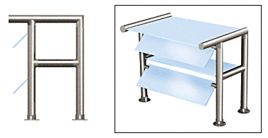 C.R. Laurence CRL Contemporary 309 Series Sneeze Guard - 1-1/2&quot; Polished Stainless Tubing, Glass On Top, Front, and Shelf  Moveable Glass  | SG5309PS