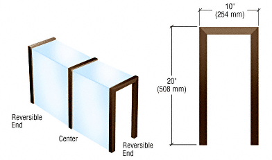 C.R. Laurence CRL Duranodic Bronze Sculptured Series Glass on Front and Top Shelf Aluminum Sneeze Guard - Reversible End Post Only | SG700DU